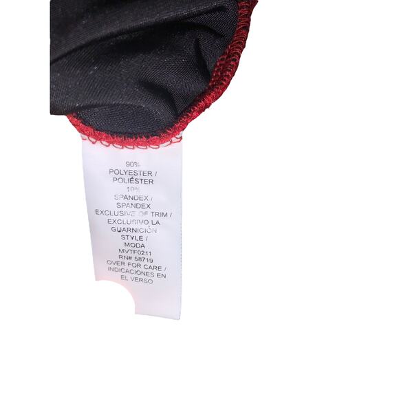 Notations Red / Black Crushed Velvet Formal Dressy Blouse XL - Picture 2 of 6